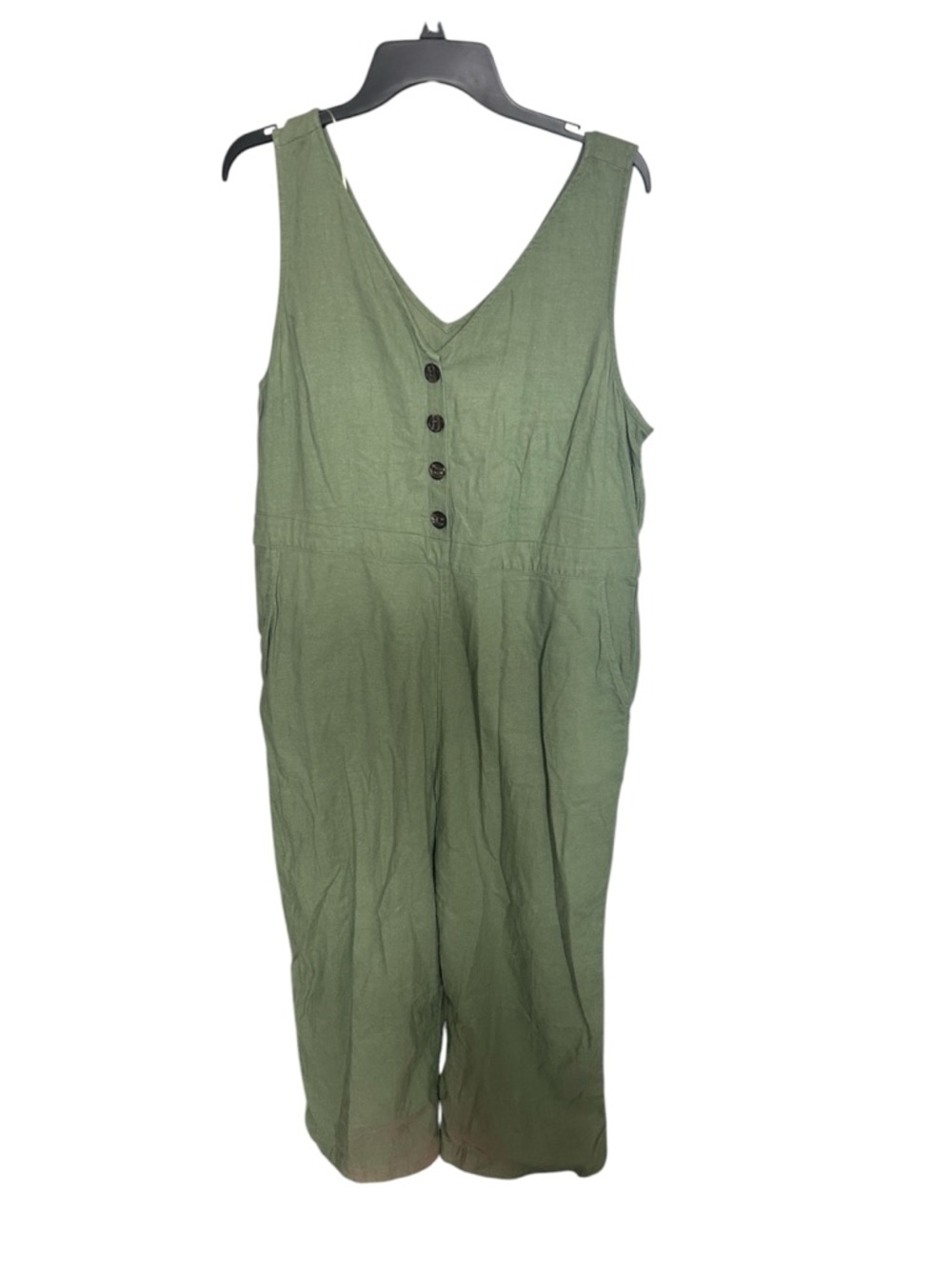 Sleeveless Sage Green Button-Front Jumper. Size XL